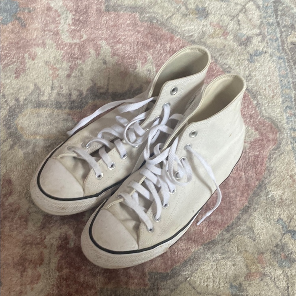 High-Top Canvas Sneakers in Cream